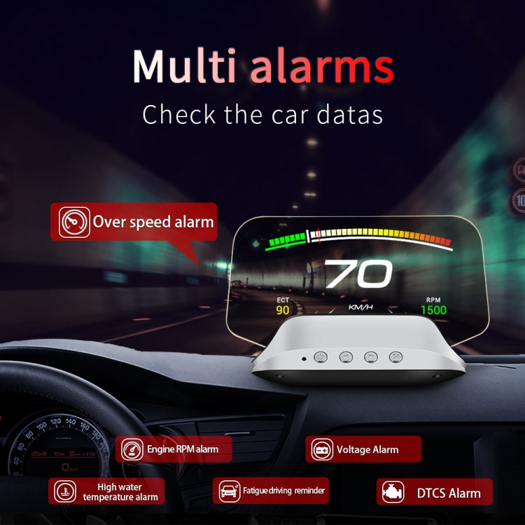 C3 OBD2 + GPS Mode Car Head-up Display HUD Overspeed / Speed / Water Temperature Too High / Voltage Too Low / Engine Failure Alarm / Fatigue Driving Reminder / Navigation Function, C3