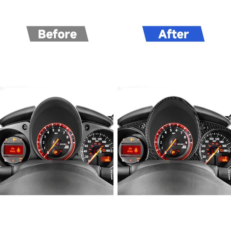 Car Carbon Fiber Dashboard Panel Decorative Sticker for Nissan 370Z Z34 2009-, Left and Right Drive Universal, Dashboard Panel