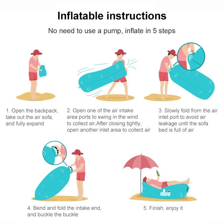 Outdoor Portable Lazy Water Inflatable Sofa Beach Grass Air Bed, Size: 200 x 70cm, 200 x 70cm Sapphire Blue, 200 x 70cm Grass Green, 200 x 70cm Red, 200 x 70cm Yellow, 200 x 70cm Purple, 200 x 70cm Orange, 200 x 70cm Sky Blue, 200 x 70cm Black         ...