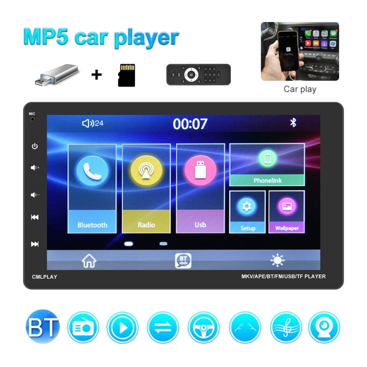 Q3366 Car 9-inch Touch HD Detachable Screen MP5 Support CarPlay / FM with Remote Controler, Q3366