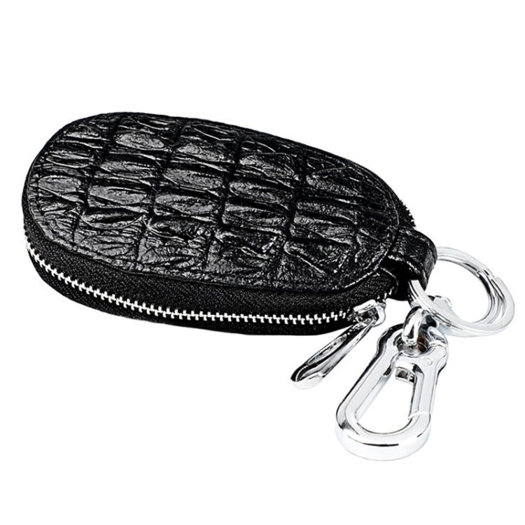 Crocodile Texture First Layer Cowhide Hanging Waist Car Key Bag, Car Key Bag