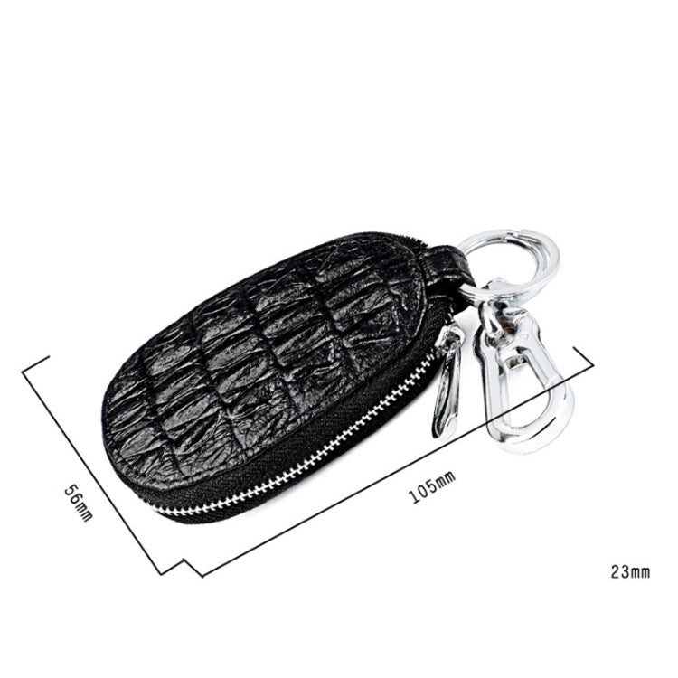 Crocodile Texture First Layer Cowhide Hanging Waist Car Key Bag, Car Key Bag