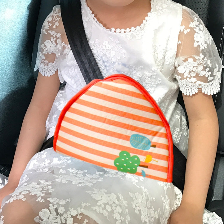 Car Child Seat Belt Adjusting and Fixing Device Buttons Seat Belt Anti-strangulation Shoulder Cover, Cotton Fabric Pink Stripes, Cotton Fabric Green Stripes, Mesh Fabric Lion, Flannel Fabric Ladybug