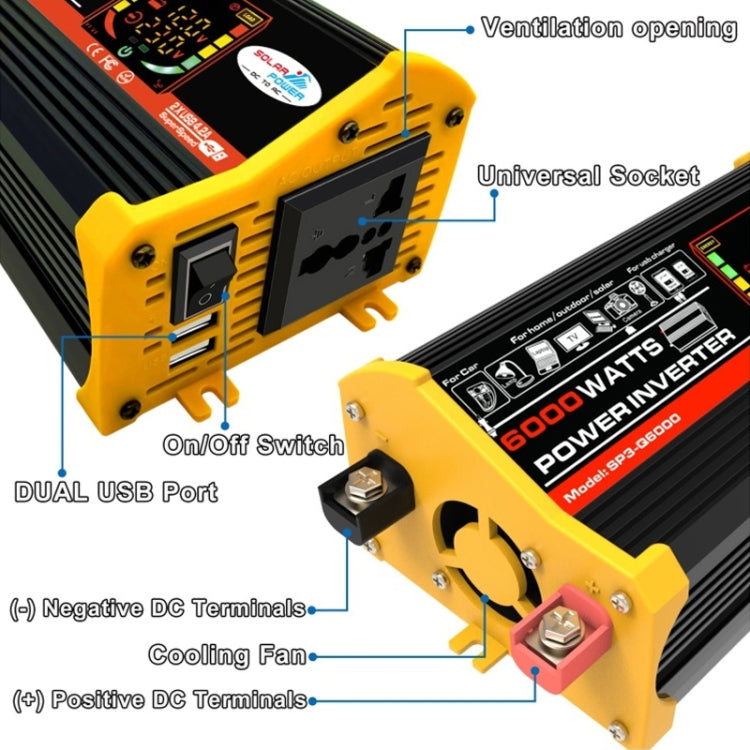 Legend III Generation DC12V to AC110V 6000W Car Power Inverter with LED Display, DC12V to AC110V