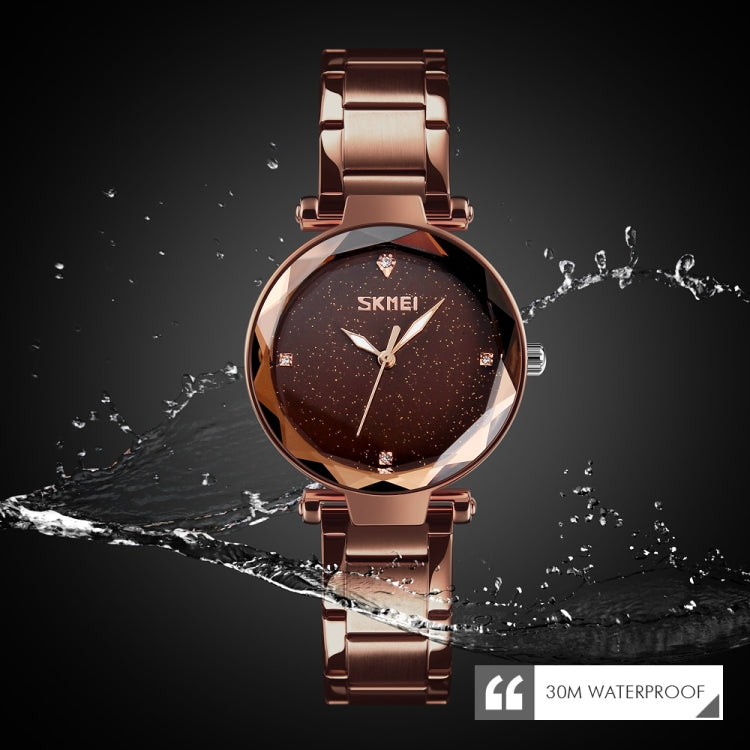 SKMEI 9180 Starry Sky Dial Stainless Steel Strap Quartz Watch for Ladies