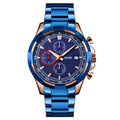 SKMEI 9192 Men Calendar Timing Stainless Steel Belt Luminous Quartz Watch
