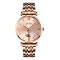 SKMEI 9198 Simple Roman Numeral Dial Metal Belt Quartz Watch for Couples