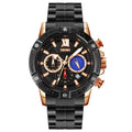 SKMEI 9235 Men Moonphase Stopwatch Stainless Steel Strap Quartz Watch