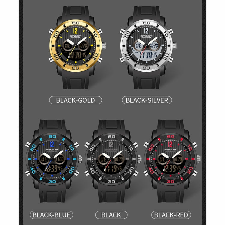 SANDA 3106 Dual Digital Display Men Outdoor Sports Luminous Shockproof Electronic Watch