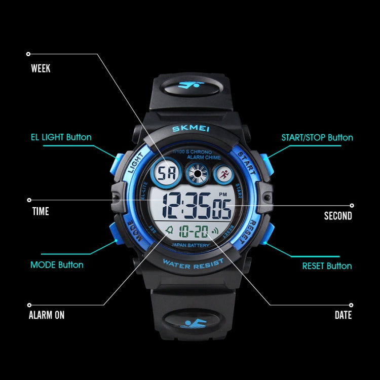 SKMEI 1451 LED Digital Stopwatch Chronograph Luminous Children Sports Electronic Watch, 1451(Yellow Shell Blue Circle), 1451(Black Shell Blue Circle), 1451(Transparent Pink Blue), 1451(Transparent Pink), 1451(Transparent Purple)                        ...