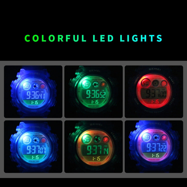 SKMEI 1451 LED Digital Stopwatch Chronograph Luminous Children Sports Electronic Watch, 1451(Yellow Shell Blue Circle), 1451(Black Shell Blue Circle), 1451(Transparent Pink Blue), 1451(Transparent Pink), 1451(Transparent Purple)                        ...