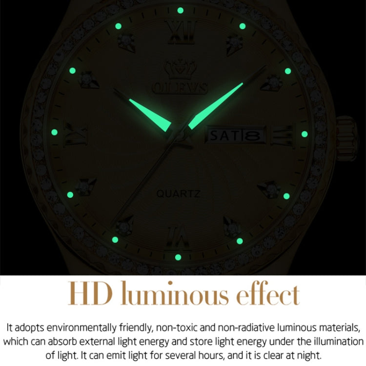 OLEVS 5565 Men Fashion Waterproof Stainless Steel Strap Diamond Quartz Watch