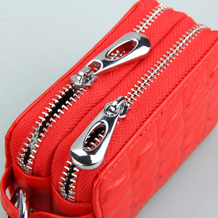 9075 Universal Crocodile Texture Cowhide Double Zipper Car Key Case