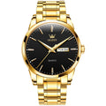 OLEVS 6898 Men Waterproof Luminous Steel Watch Band Quartz Watch, Black Blue Steel, Gold Black, Gold Blue, Gold White, Black Steel
