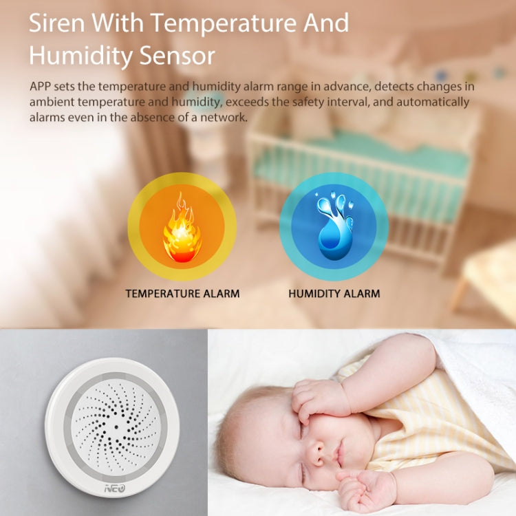 NEO NAS-AB02WT WiFi USB Siren Alarm with Temperature & Humidity Sensor, AB02WT