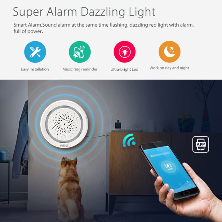 NEO NAS-AB02WT WiFi USB Siren Alarm with Temperature & Humidity Sensor, AB02WT