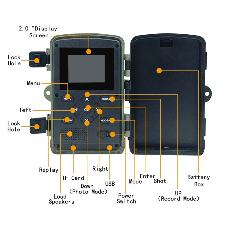 PR3000 2 Inch LCD Screen Infrared Night Vision Wildlife Hunting Trail Camera, PR3000