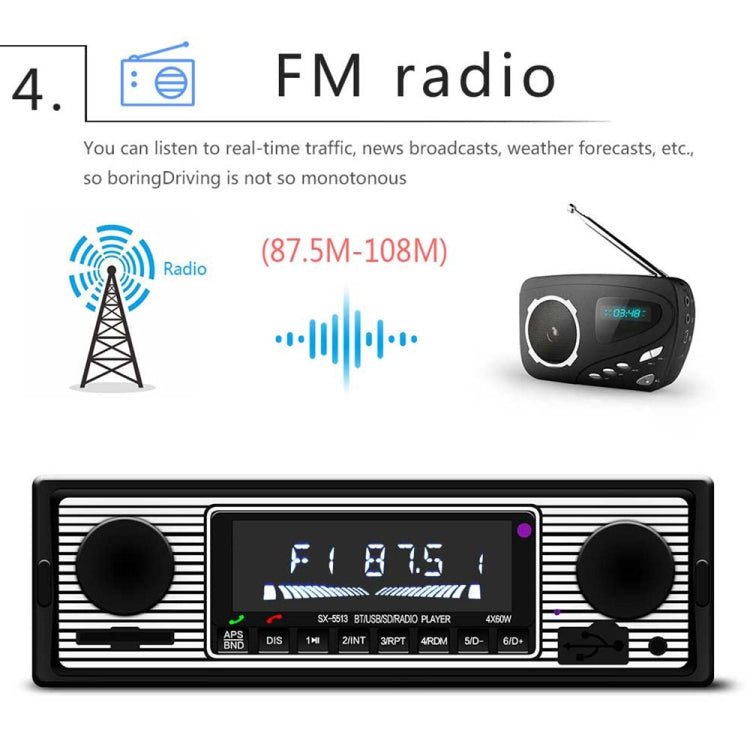 SX-5513 Car LCD Bluetooth 12V MP3 Player, Support FM / TF / U Disk, SX-5513
