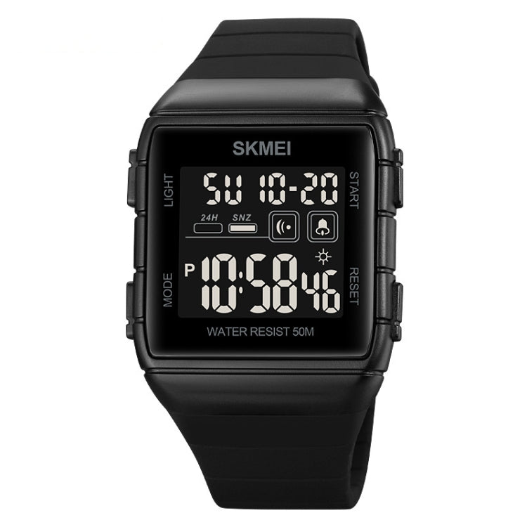 SKMEI 1960 Stainless Steel Buckle Silicone Strap Waterproof Electronic Watch, 1960 Black and Black Machine, 1960 Blue, 1960 Light Grey, 1960 Black Gold, 1960 Black and White Machine