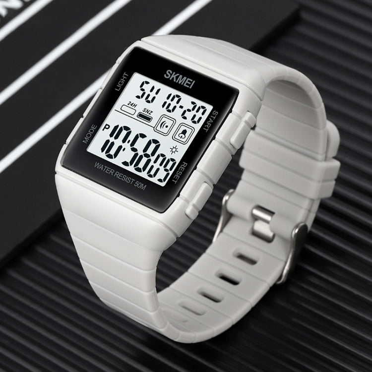 SKMEI 1960 Stainless Steel Buckle Silicone Strap Waterproof Electronic Watch, 1960 Black and Black Machine, 1960 Blue, 1960 Light Grey, 1960 Black Gold, 1960 Black and White Machine