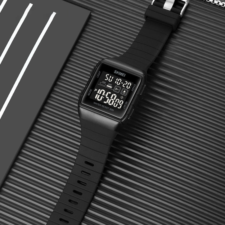 SKMEI 1960 Stainless Steel Buckle Silicone Strap Waterproof Electronic Watch, 1960 Black and Black Machine, 1960 Blue, 1960 Light Grey, 1960 Black Gold, 1960 Black and White Machine