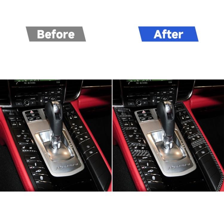 Car Carbon Fiber Central Control Button Frame Decorative Sticker for Porsche Panamera 2010-2016, Left and Right Drive, Central Control Button Frame