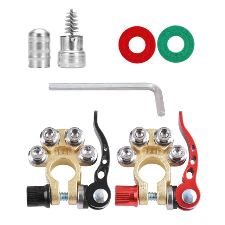1 Pair Car Battery Terminals Quick Disconnect Cables Connectors, with L Wrench + Insulation Pad + Brush, with L Wrench + Insulation Pad + Brush
