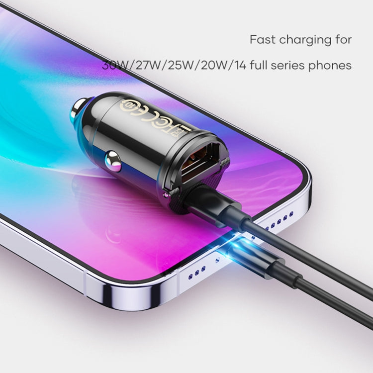 ROCK C13-F H18 Mini Portable Dual Port USB + USB-C / Type-C Car Fast Charger, C13-F H18 Mini