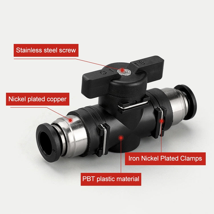LAIZE Manual Valve Pneumatic Quick Fitting Connector, BUC-4, BUC-6, BUC-8, BUC-10, BUC-12, HVFF-4, HVFF-6, HVFF-8, HVFF-10, HVFF-12