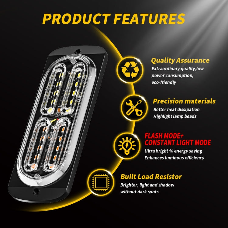 2pcs DC12-24V 3.2W Car 20LED Ultra-thin Strobe Light, 20LED