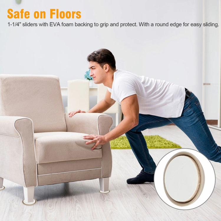 16 in 1 25mm Round Table Chairs Non-slip Foot Mat, 16 in 1 25mm