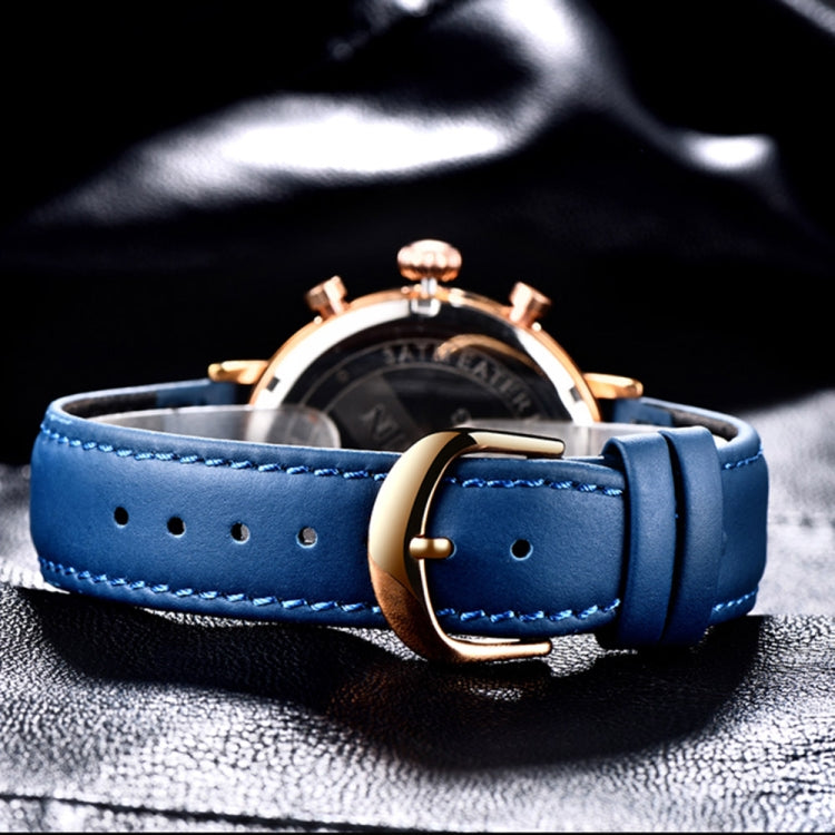 Multifunctional Quartz Waterproof Men Leather Watch, OCHSTIN 6076C