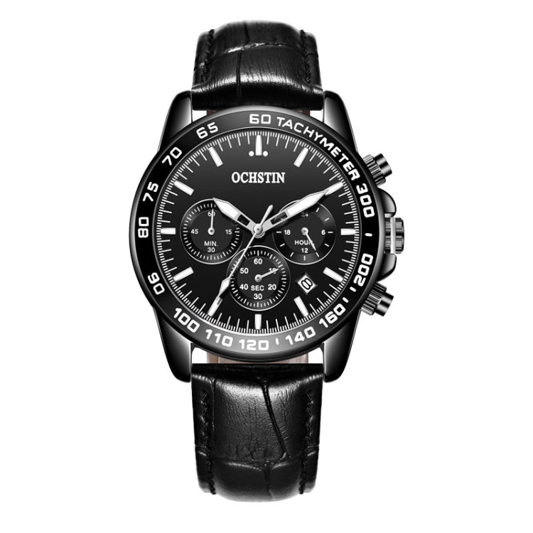 Multifunctional Quartz Waterproof Men Leather Watch, OCHSTIN 6117C