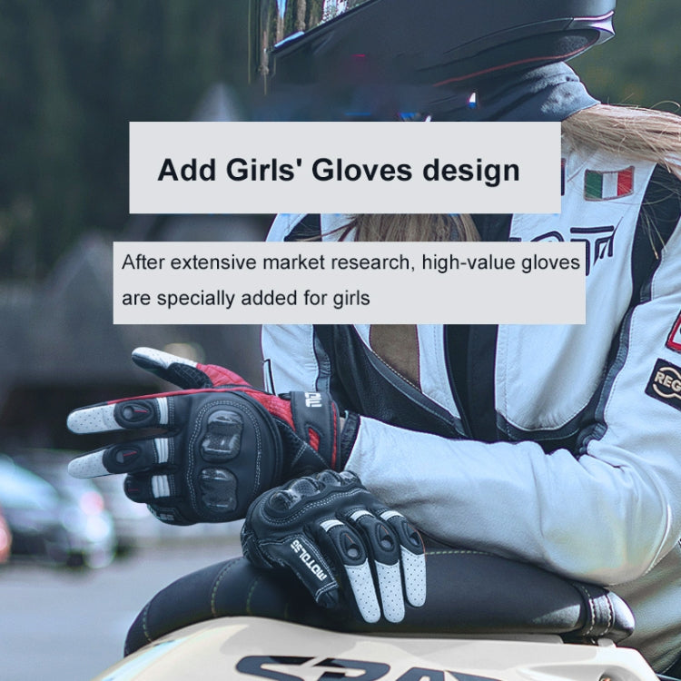 One Pair Genuine Leather Motorcycle Gloves with Carbon Fiber Hard Knuckle Touch Screen, S, M, L, XL, XXL