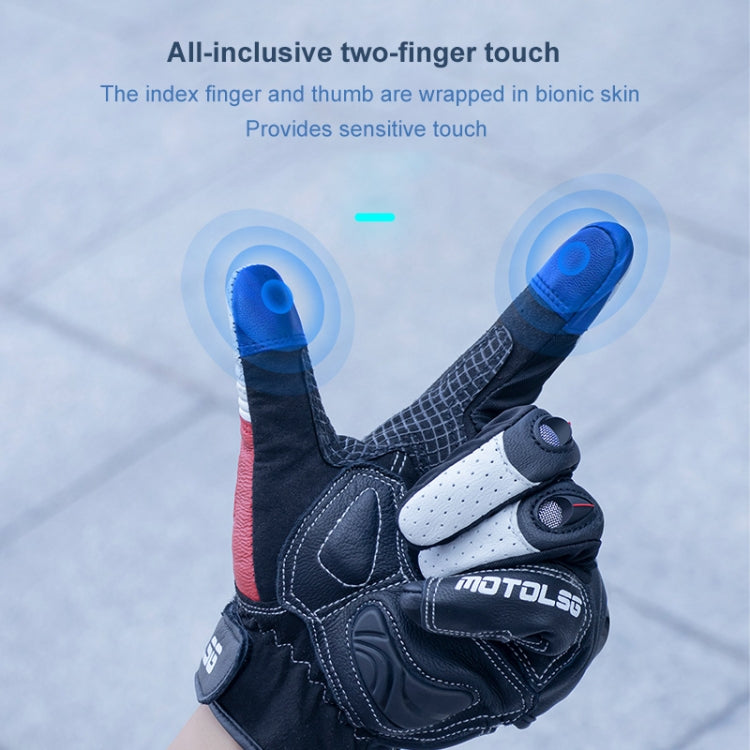 One Pair Genuine Leather Motorcycle Gloves with Carbon Fiber Hard Knuckle Touch Screen, S, M, L, XL, XXL