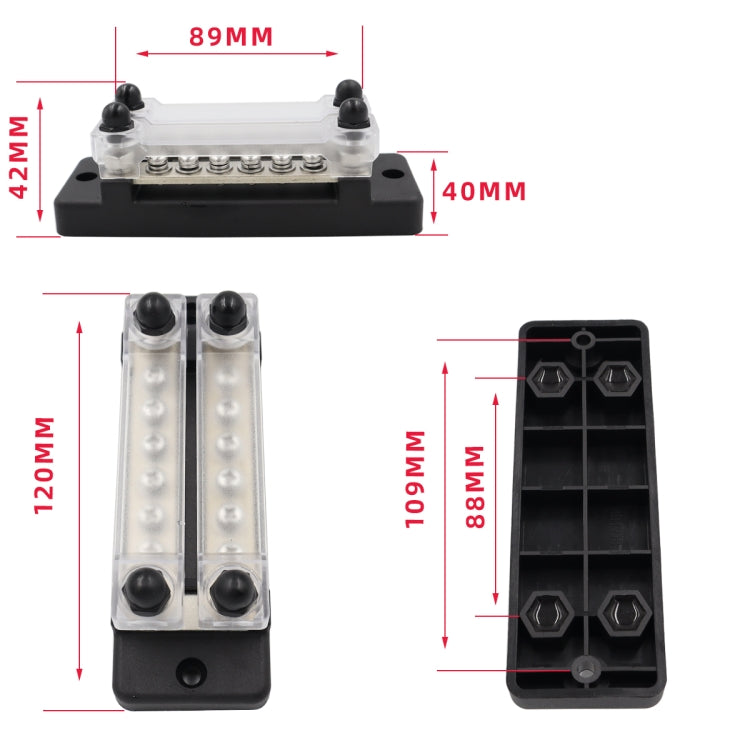 CP-3023-01 150A 12-48V RV Yacht Double-row 6-way Busbar, CP-3023-01