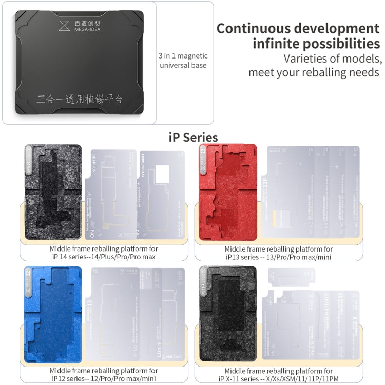 Qianli Mega-idea Multi-functional Middle Frame Positioning BGA Reballing Platform, For Huawei Mate 40 Pro, For Asus ROG Phone 6 Pro / 6, For Xiaomi 12 Pro, For Huawei Nova 6 5G / Honor V30, For Huawei P30 Pro, For Huawei P40 Pro, For Huawei P40 Pro+   ...