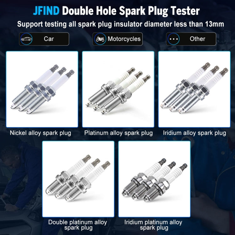 JFIND JF109 Car Double Hole Spark Plug Tester, JF109 (EU Plug)