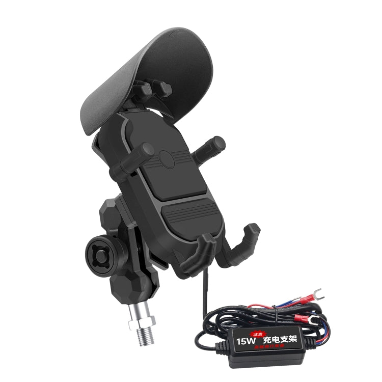 WUPP ZH-1848B1 15W Motorcycle Wireless Fast Charging Phone Navigation Holder, M8 Ball Joint, M10 Ball Joint