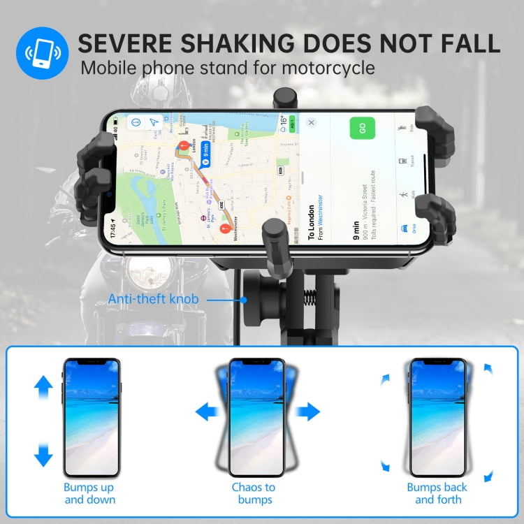 WUPP ZH-1848B1 15W Motorcycle Wireless Fast Charging Phone Navigation Holder, M8 Ball Joint, M10 Ball Joint