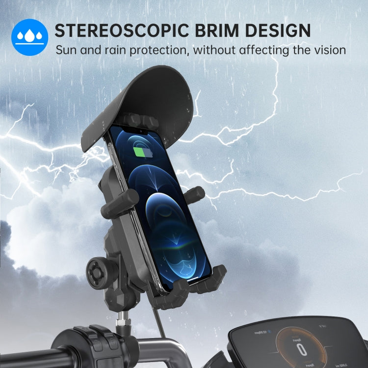 WUPP ZH-1848B1 15W Motorcycle Wireless Fast Charging Phone Navigation Holder, M8 Ball Joint, M10 Ball Joint