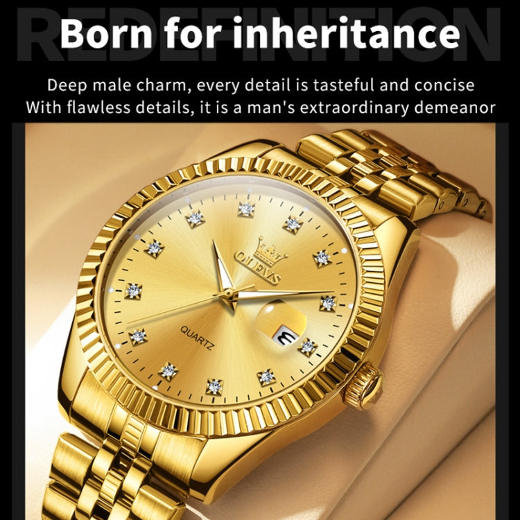 OLEVS 5526 Men Diamond Set Luminous Waterproof Quartz Watch