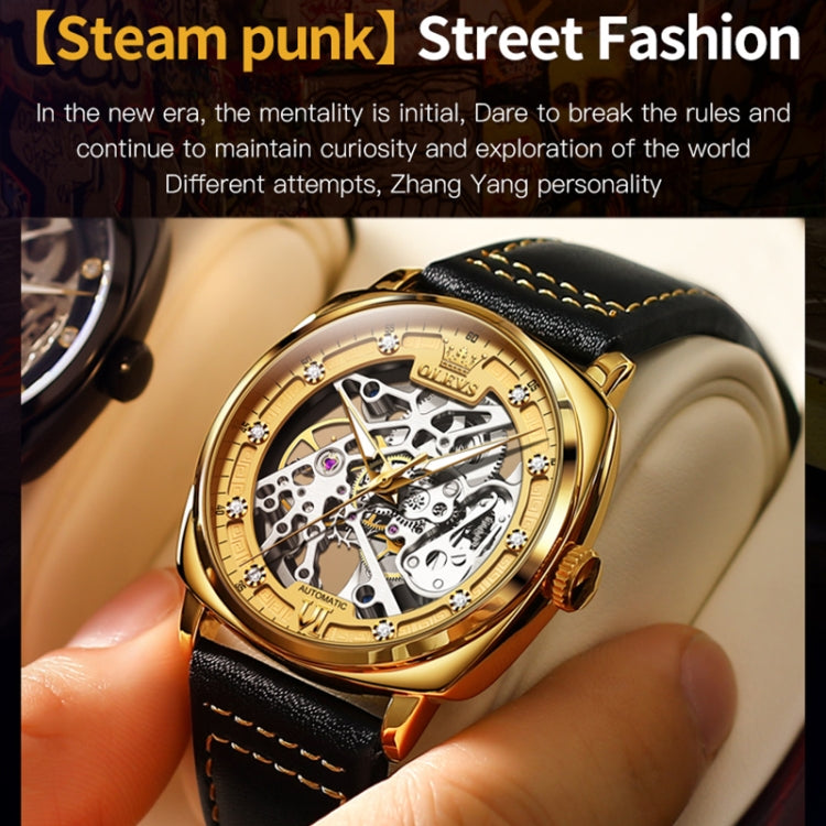 OLEVS 6651 Men Luminous Waterproof Hollow Mechanical Watch
