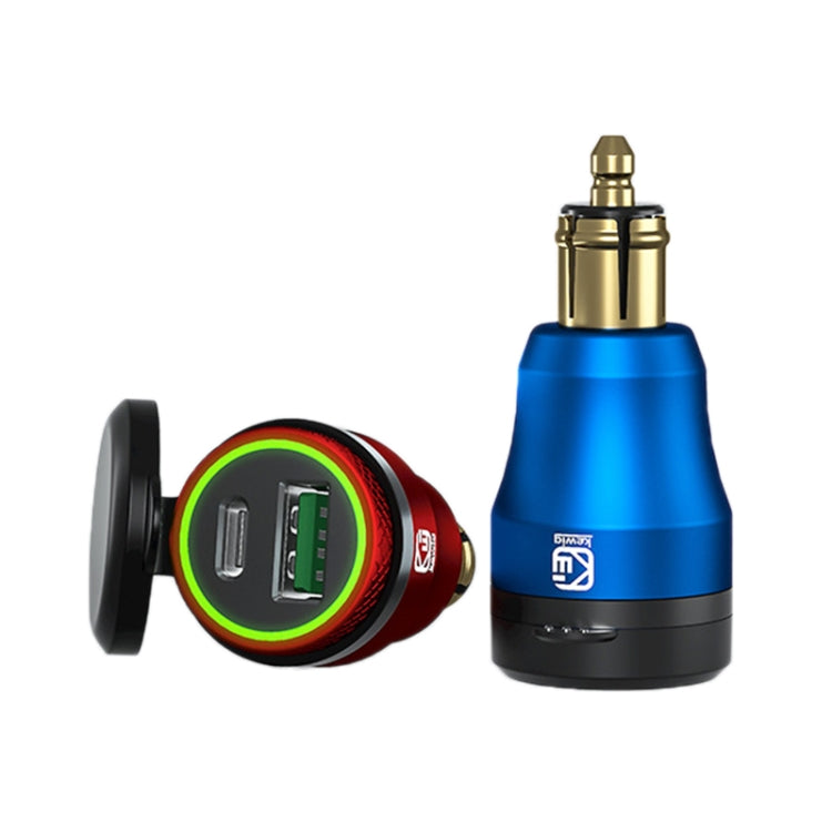 Motorcycle European-style Small-caliber Aluminum Alloy QC 3.0 + PD Fast Charge USB Charger, Red