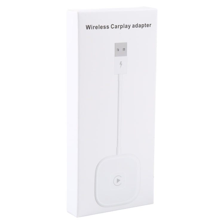 USB + USB-C / Type-C Wired to Wireless Carplay Adapter for iPhone, White Square