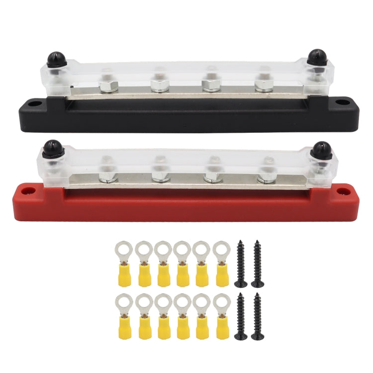 1 Pair RV Yacht 150A High Current Single-row 4-way Busbar with 12pcs Terminals, CP-3125