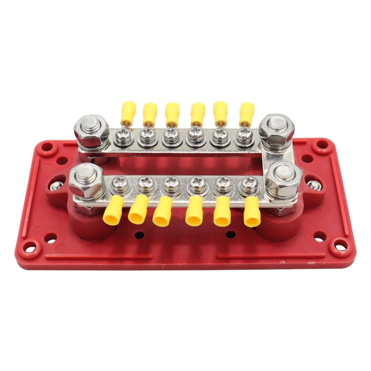 1 Pair 150A 12-48V RV Yacht Modified Double Row 12-way M6 Terminal Busbar with 24pcs Terminals, CP-3160