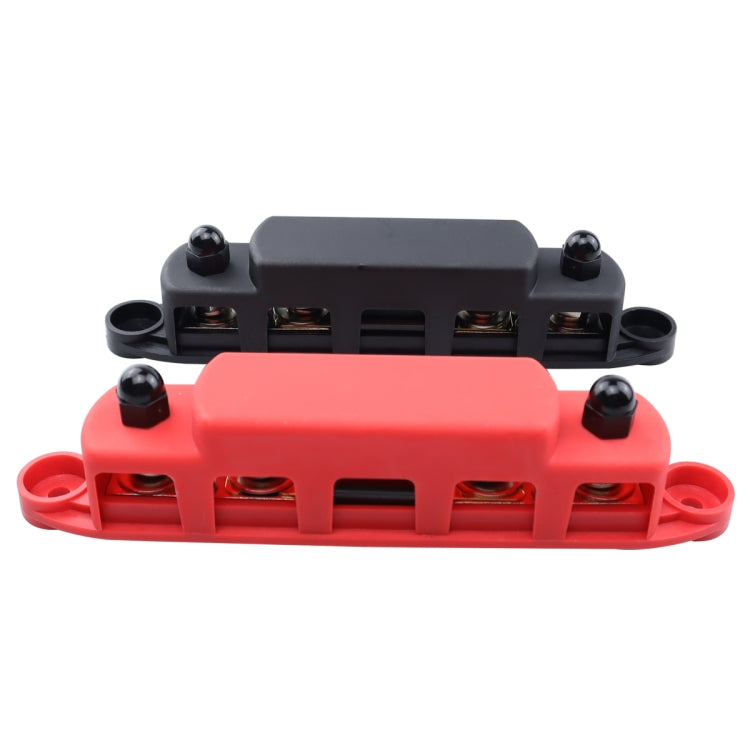 1 Pair RV Yacht M8 Single Row 4-way Power Distribution Block Busbar with Cover with 300A Fuse, CP-4125