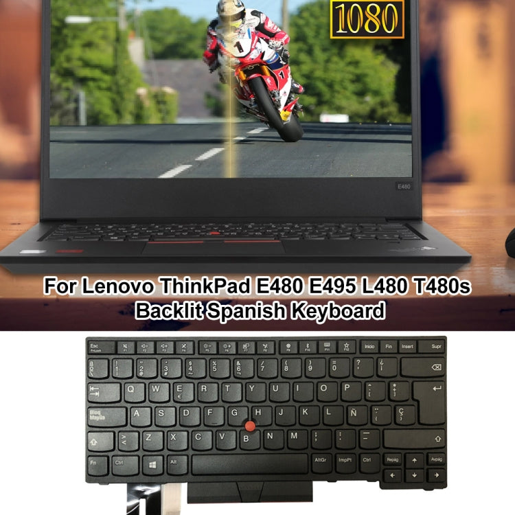 Spanish Version Backlight Laptop Keyboard, For Lenovo ThinkPad E480 / E495 / L480, For Lenovo ThinkPad T490s / T495s, For Lenovo ThinkPad E580 / L580 / E585