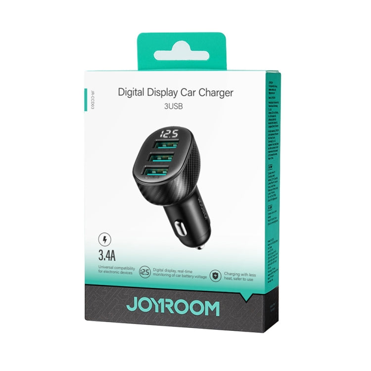 JOYROOM JR-CCD03 3.4A 3 x USB Ports Digital Display Car Charger, JR-CCD03